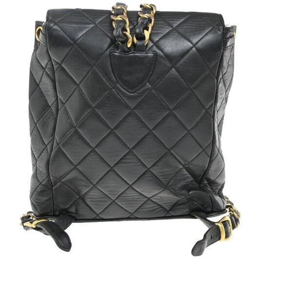 CHANEL CC Logo Duma Matelasse Chain Backpack Bag Leather Black Vintage 359RP114 main image 14